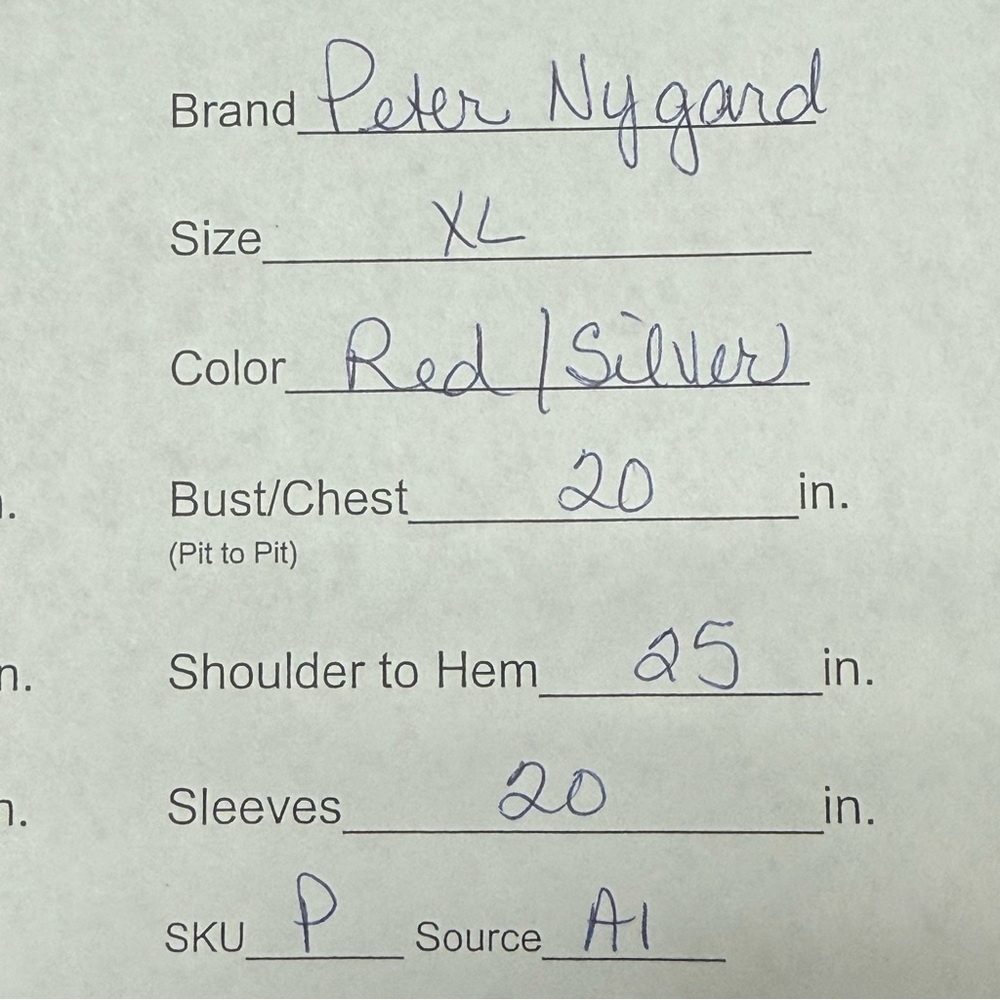 Peter Nygard Red Embellished Knit Top XL 3/4 Sleeve Striped Cuffs - Picture 9 of 9
